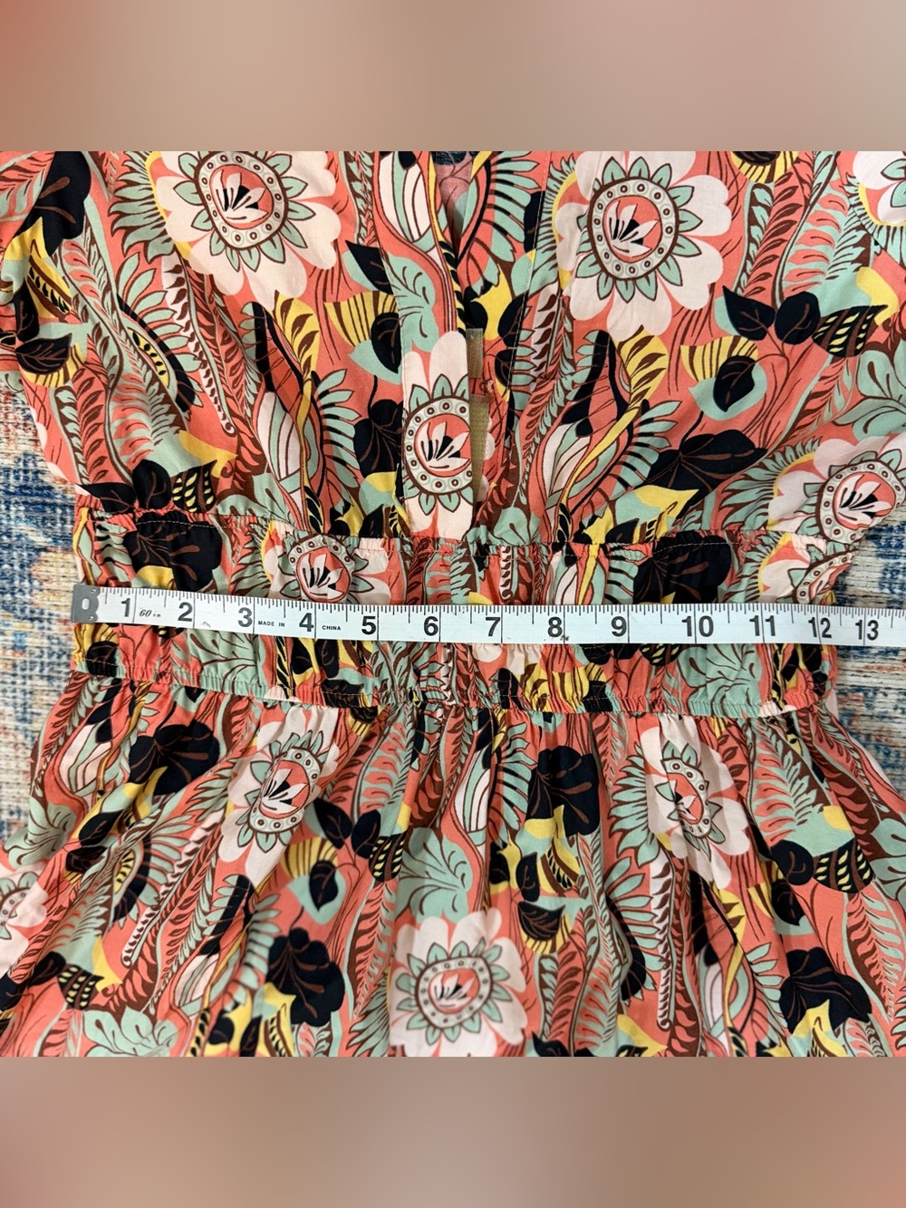 Anthropologie Maeve Floral Tiered Prairie Midi Dress 100% Cotton Boho XS P - Picture 9 of 10